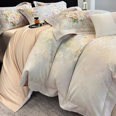 1000TC Egyptian Cotton Blooming Flowers Prints Luxury Queen King Size Bedding Set