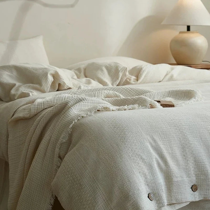 Pure cotton breathable and dry bedroom bedding four piece set Japanese style light luxury and high-end feel