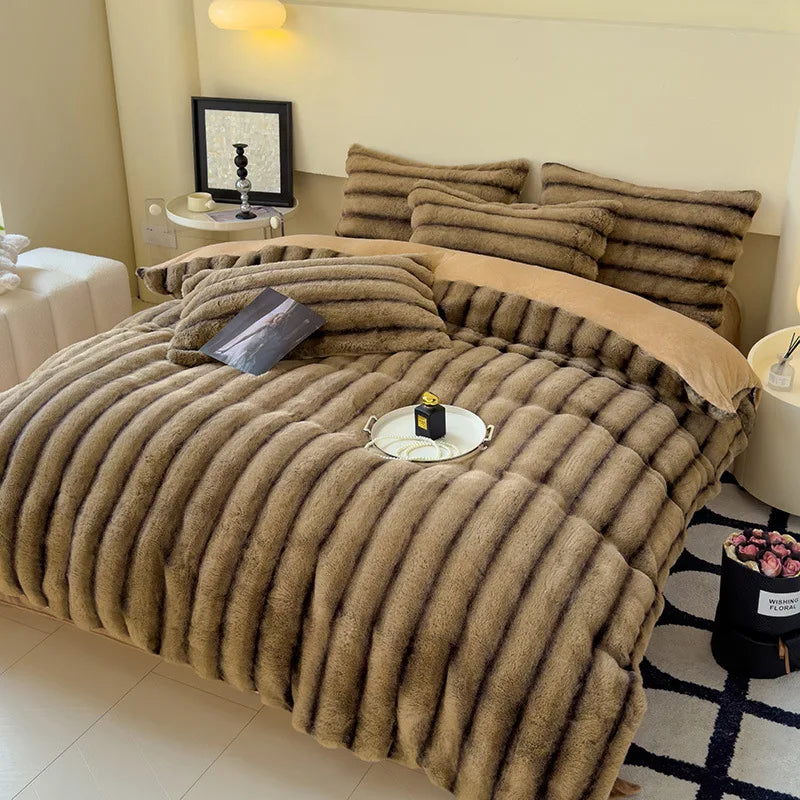 Artificial Rabbit Velvet 4pcs Bedding Set