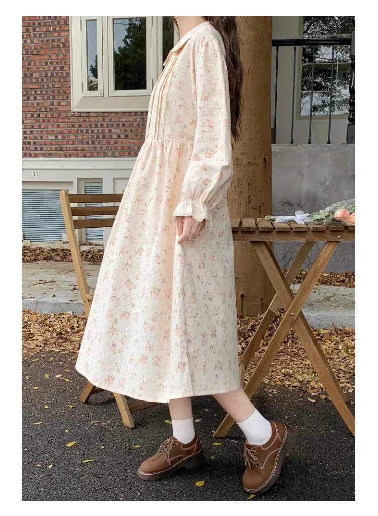 Nectarine Cotton Cottagecore Floral Dress