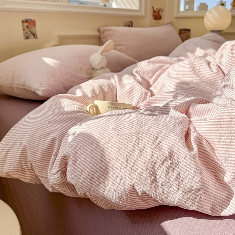 Wave Point Washed Cotton Bedding Set