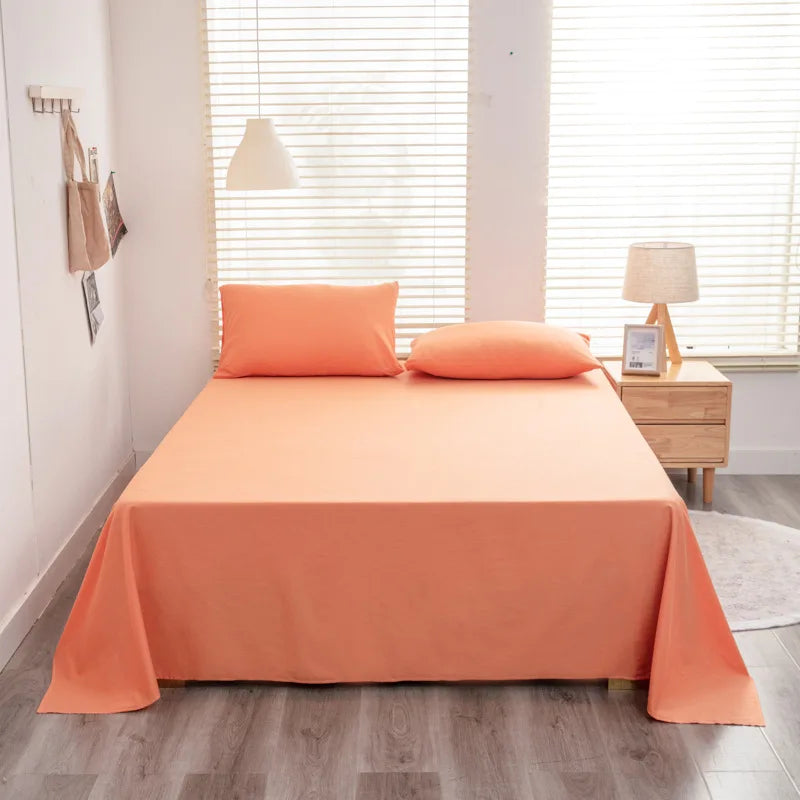 Solid Color Cotton Bed Sheet Single Double Mattress Covers Super Soft Queen King Bedspread Soft Bed Linen Home Decor
