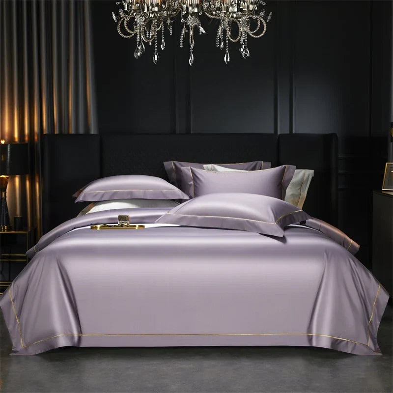 1000TC Egyptian Cotton Luxury Embroidery Solid Color Hotel Style Bedding Set