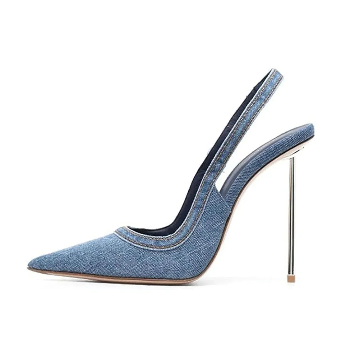 Blue denim Pointed-toe Super high Heel