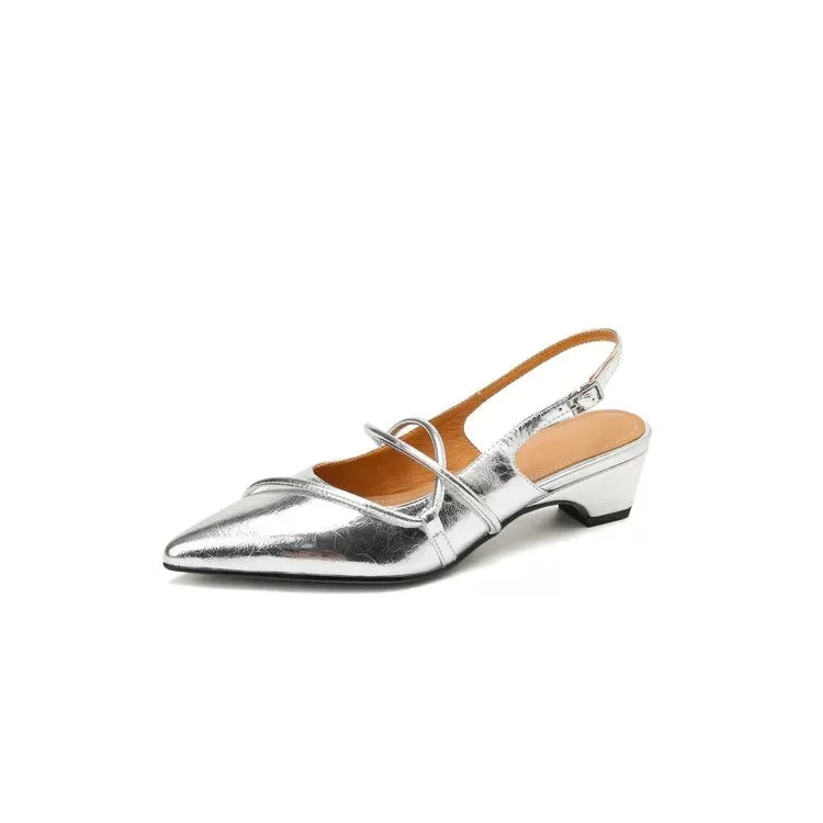 French Black Pointed Patent Leather Mid-Heel