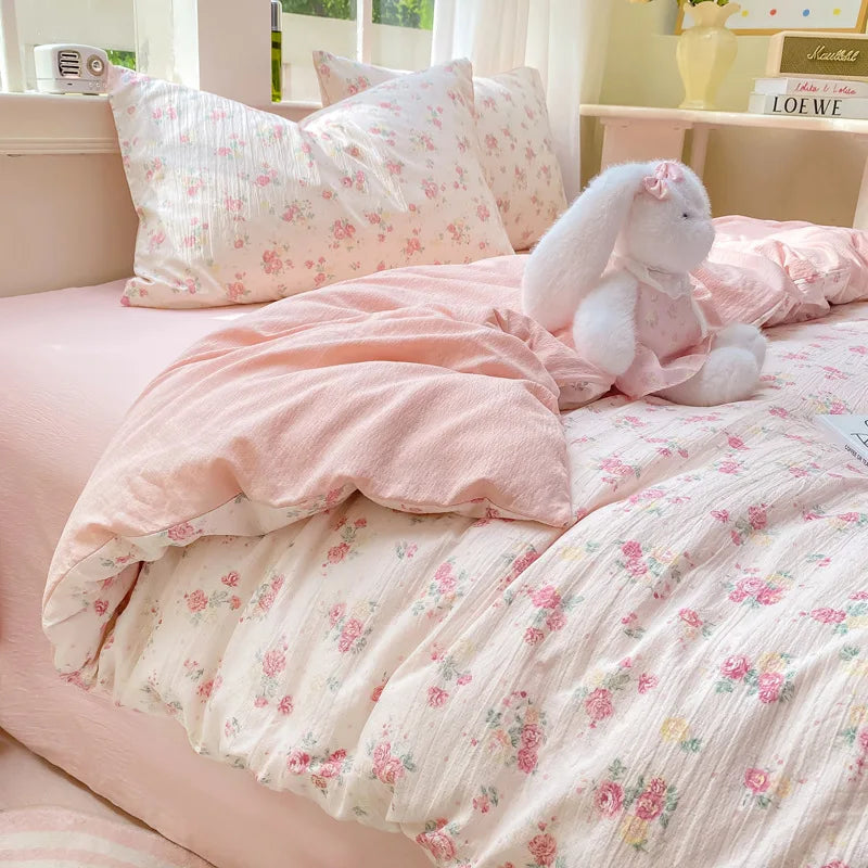 Korean Wrinkled Double Layered Yarn Bedding Sets
