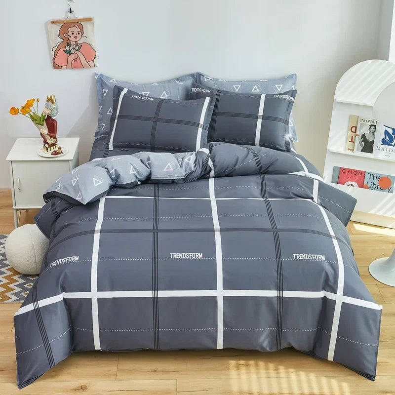 Nordic All Cotton plaid comforter cover for double bed 100% Pure Cotton Quilt cover 1pcs soft Simple Duvet cover King Queen Size