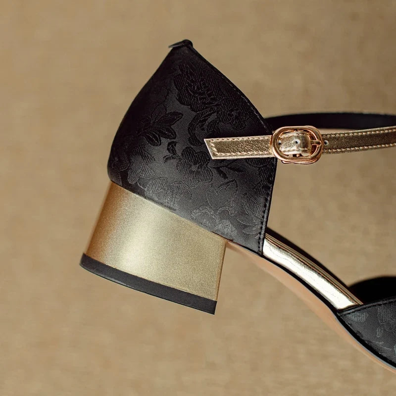 Square Headband with Printed Cowhide Metal Fasteners
