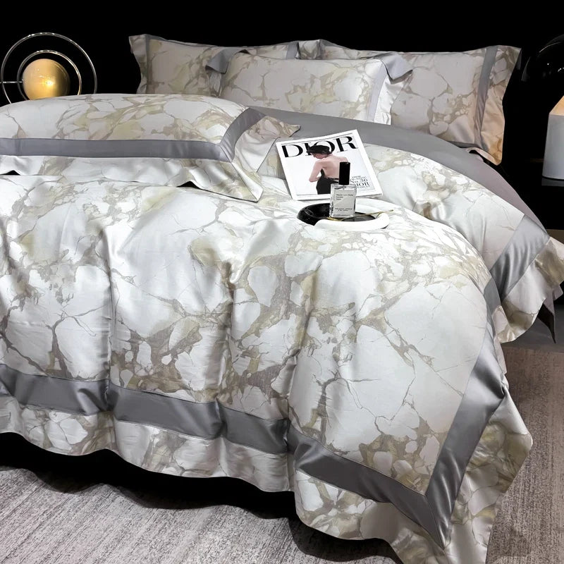 1000TC Lyocell Cotton Jacquard Patchwork European Luxury Bedding Set