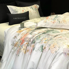 Premium 1000TC Egyptian Cotton Flowers Plant Prints Spring Summer Bedding Set