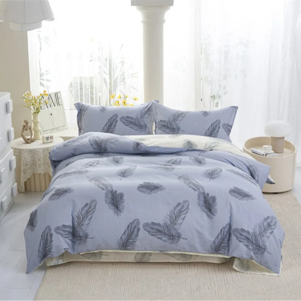 100% Cotton 4 Piece Bed Sheet Set Pure Cotton Simple Design Double Bedding Set