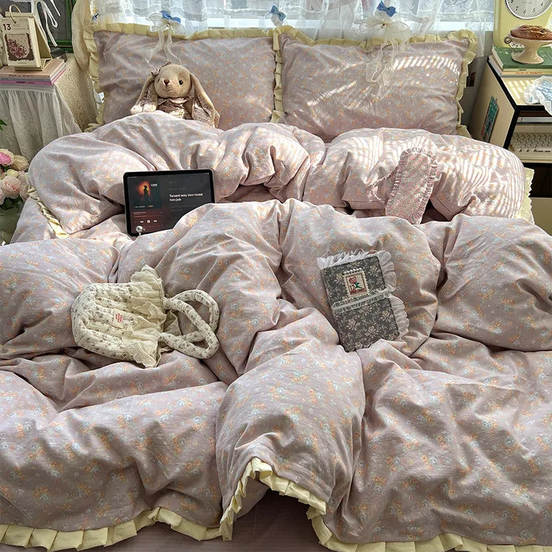 Korean Style Lace Ruffle Bedding Set