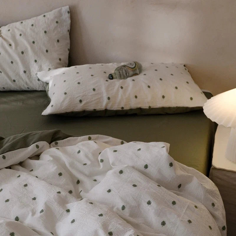 A-class Jacquard Bedroom Four Piece Set, Small Fresh Learning Three Piece Set Pure Cotton Duvet Cover Bed Sheet