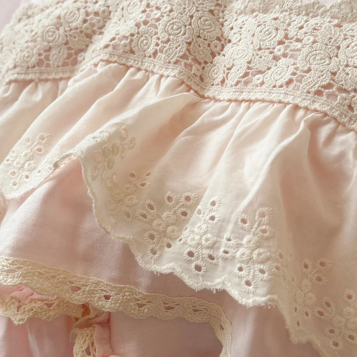 Romantic Double Layer Lace Ruffles 100% Cotton Double Gauze Princess Wedding Bedding Set