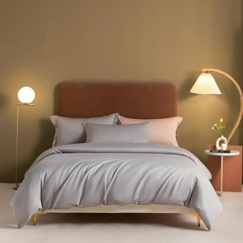 1000TC Egyptian Cotton Luxury Solid Color Duvet Cover Ultra Soft Comfortable Elastic Fitted Bed Sheet Pillowcases Twin Double
