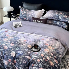 Luxury 1000TC Egyptian Cotton Flowers Prints Oil Painting Style Bedding Set