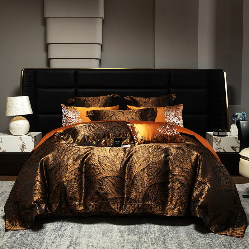 Black Gold Jacquard Egyptian Cotton Bedding Set