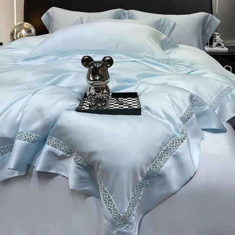 800TC Lyocell Soft Silky Cooling Summer Luxury Hollow Wide Edge Bedding Set