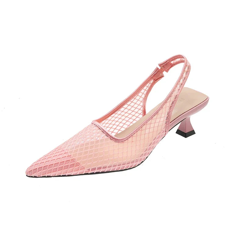 Designer Hollow Mesh Woven Brand Pumps