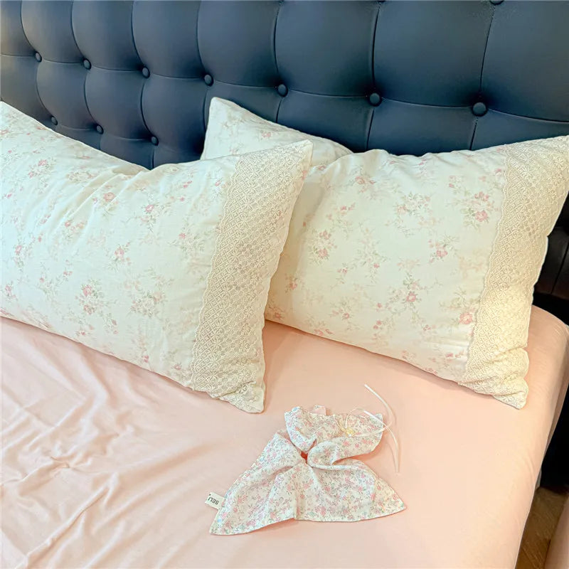 3/4Pcs Princess Style Floral Lace Bedding Set