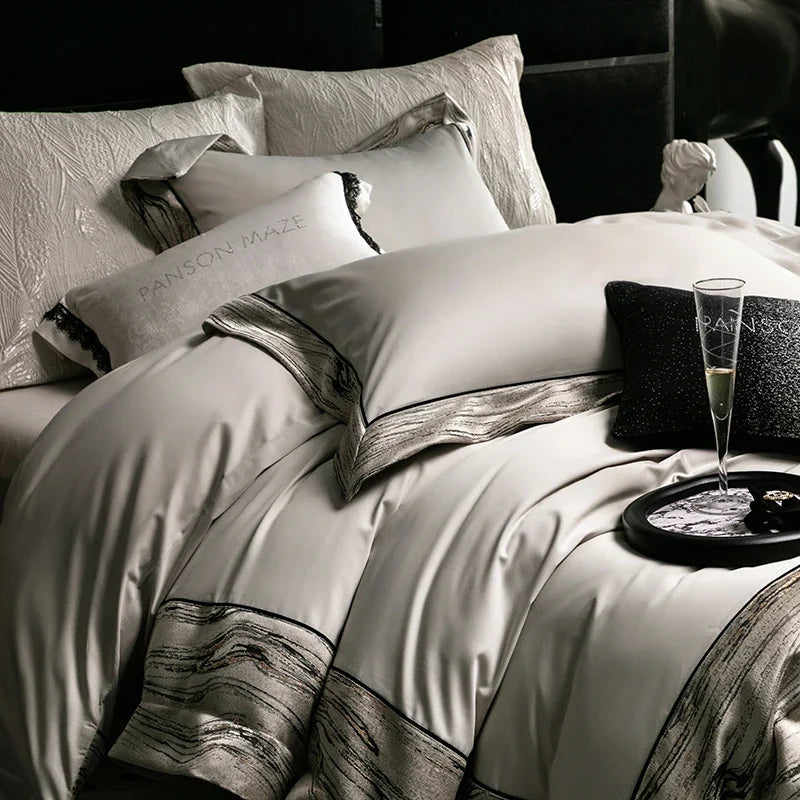 1000TC Egyptian Cotton Grey Luxury Embroidery Bedding Set