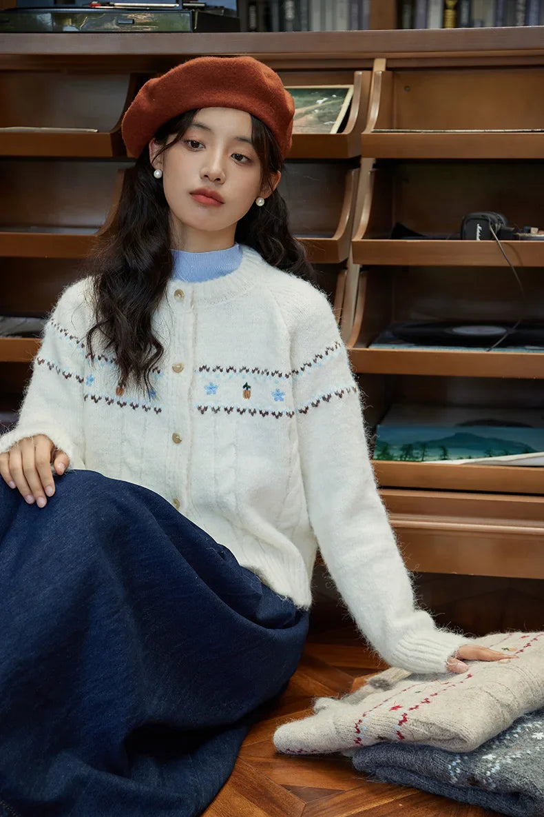 Lucia Cottagecore Cardigan with Embroidery