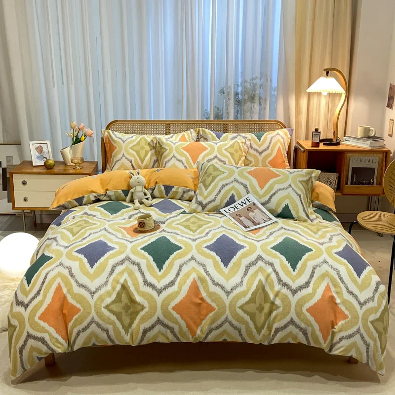 High Quality 100% Cotton Duvet Cover Set Modern Striped Printed Bedding Set