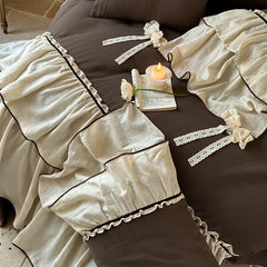 Vintage Double Layer Bow Princess Bedding Set