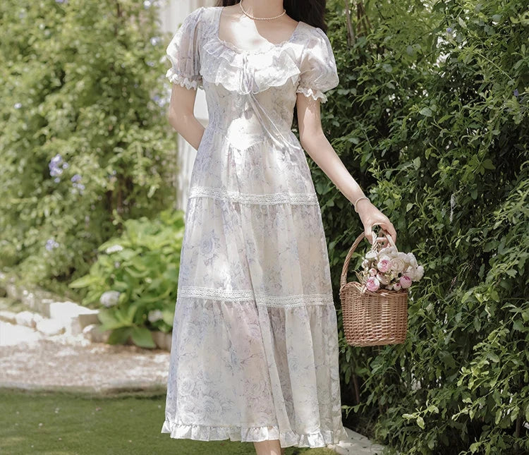 Lily-Blue Rose Cottagecore Princess Dress