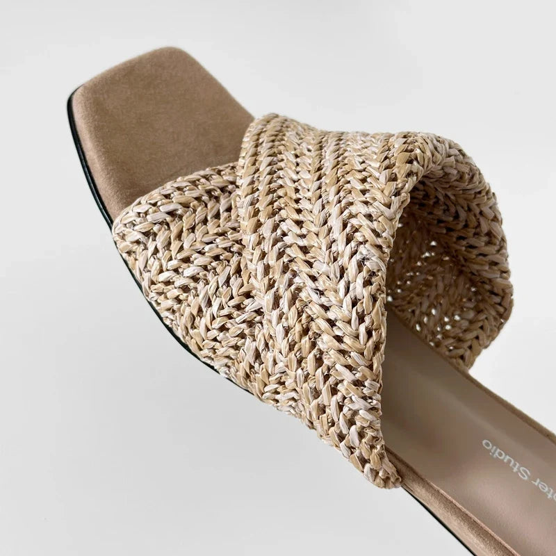 sheepskin woven slope heel