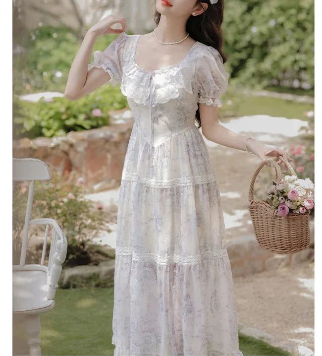 Lily-Blue Rose Cottagecore Princess Dress