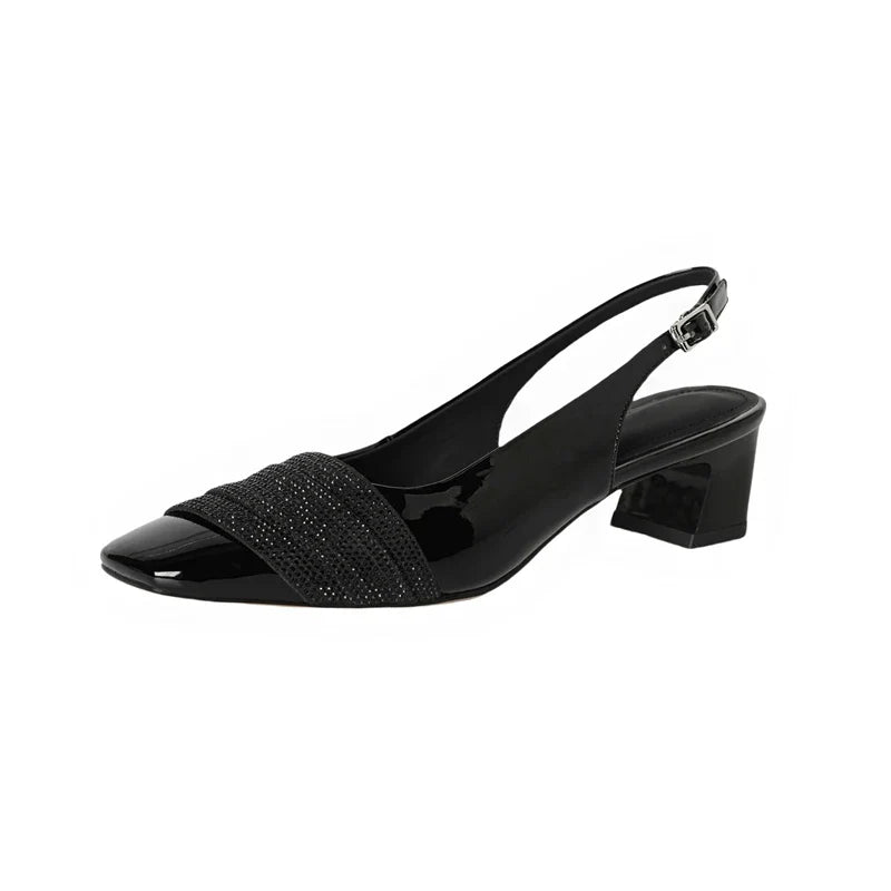and Sheepskin Rhinestone High-Heeled Shoes