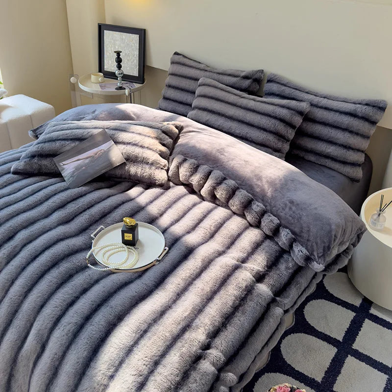 Artificial Rabbit Velvet 4pcs Bedding Set