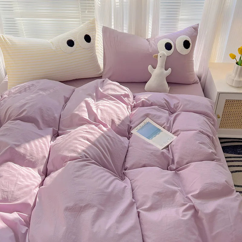Japanese Plaid 3/4PCS Duvet Cover Set All Seasons Bedding Set