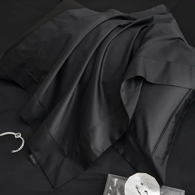 Luxury 1400TC Egyptian Cotton Soft Silky Black Bedding Set
