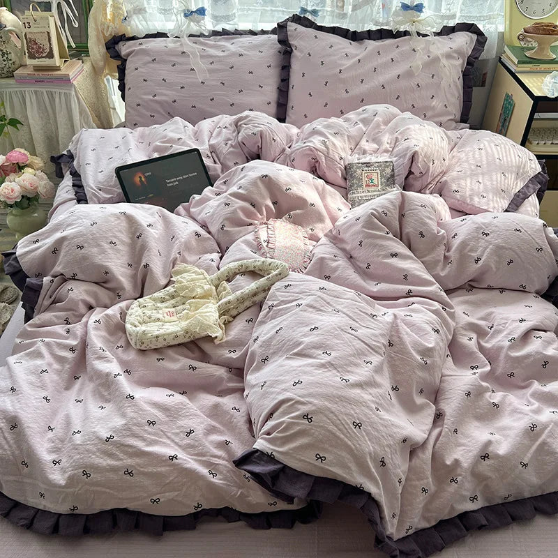Korean Style Lace Ruffle Bedding Set