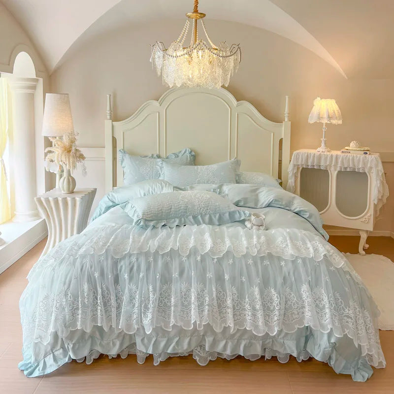 4/6Pcs Princess Wedding Bedding Set