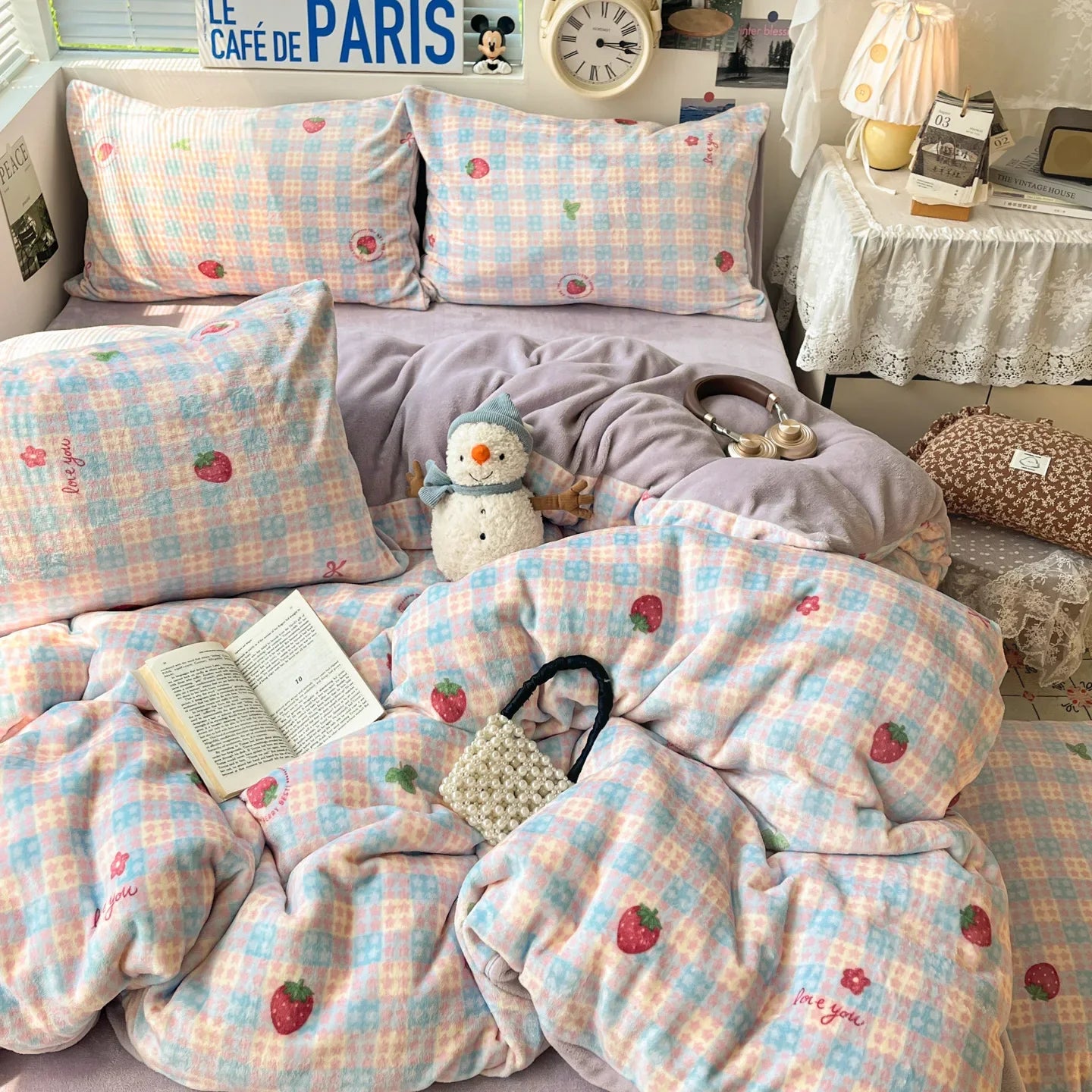 Winter Thick Velvet Duvet Cover Set Student Dormitory Bedding Set