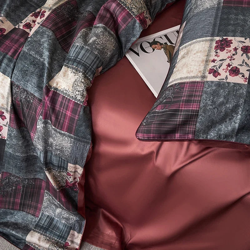 1000TC Egyptian Cotton Vintage Rose Print Bedding Set