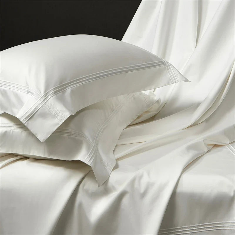 Luxury White Hotel Style Premium 100S Long Staple Cotton Bedding Set