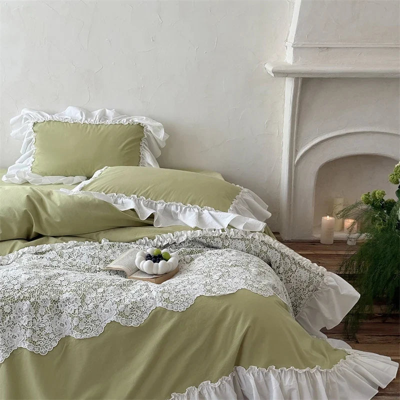 French Romantic 100% Cotton Washed Cotton Bedding Set