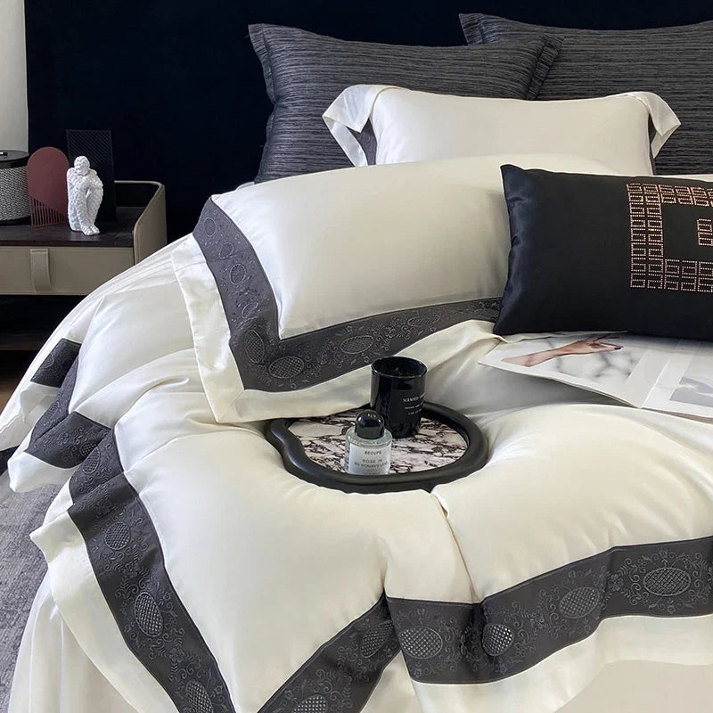 Luxury Hollow Embroidery Wide Edge Bedding Set
