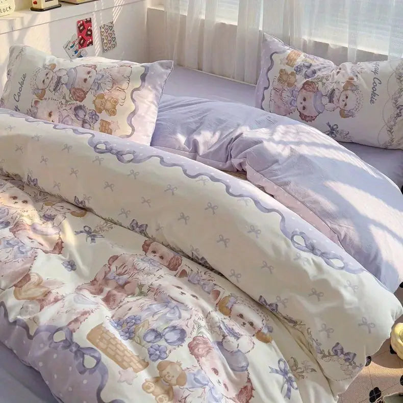 Cute Pink Bear Bedding Set