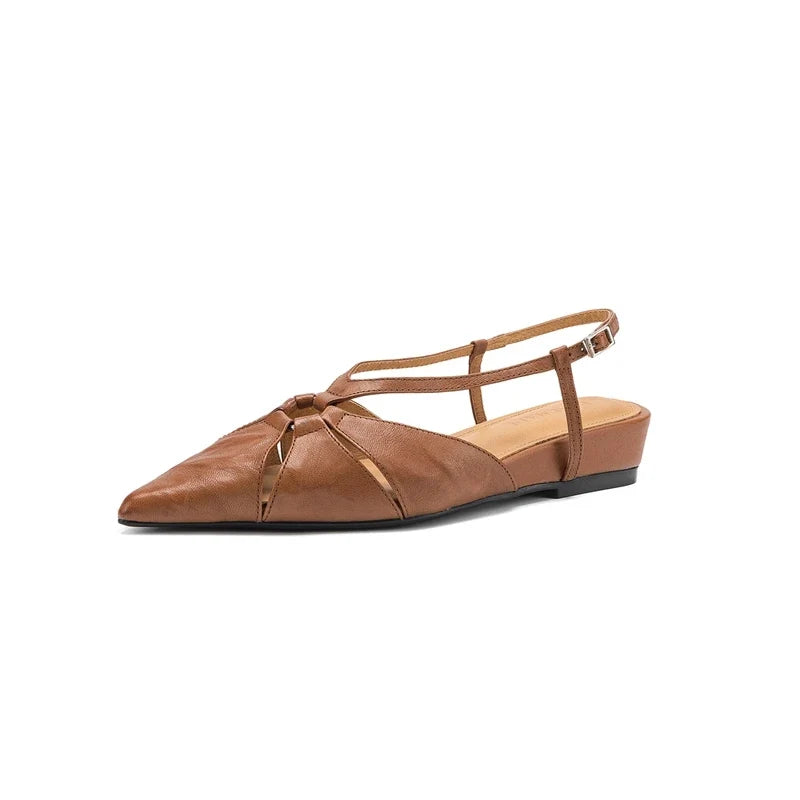 sheepskin hollow breathable retro mid Heel