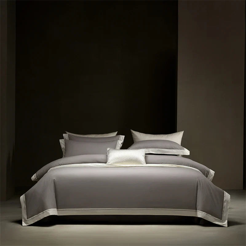 600TC Egyptian Cotton Thickened Brushed Wide Edge Bedding Set