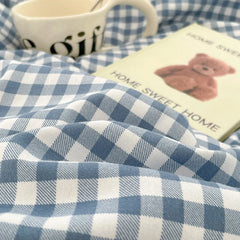 Japanese Style Blue Check Bedding Set