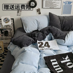 Winter Warm Milk Velvet Duvet Cover Set Queen Bedding Set