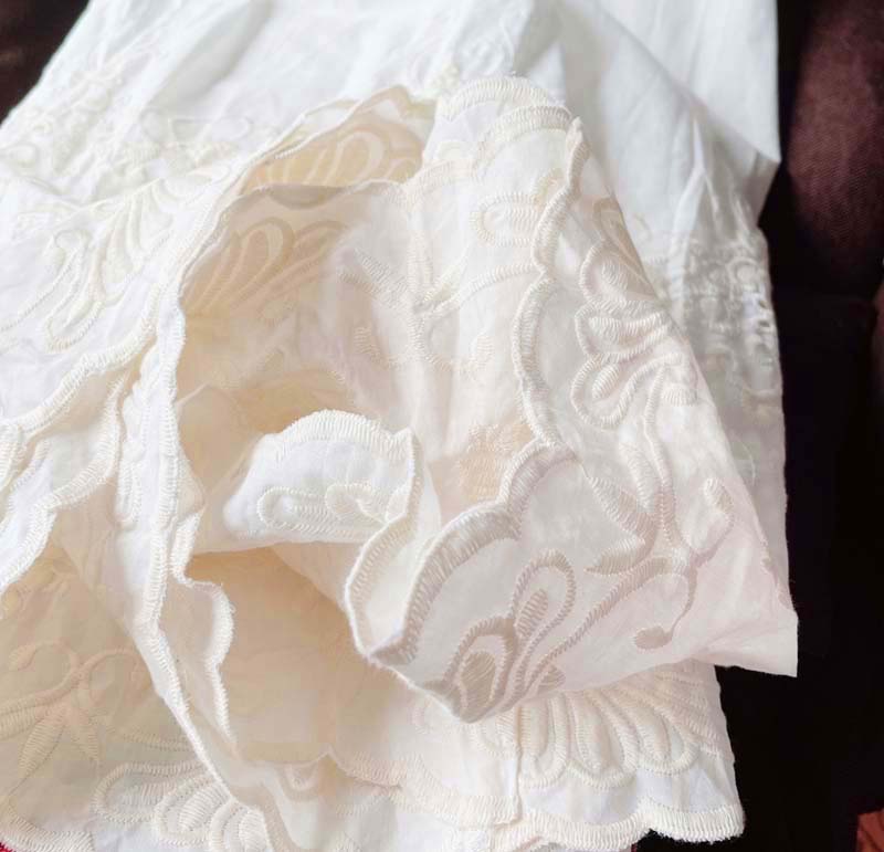 White Cotton Broderie Anglaise Embroidered Cottagecore Skirt