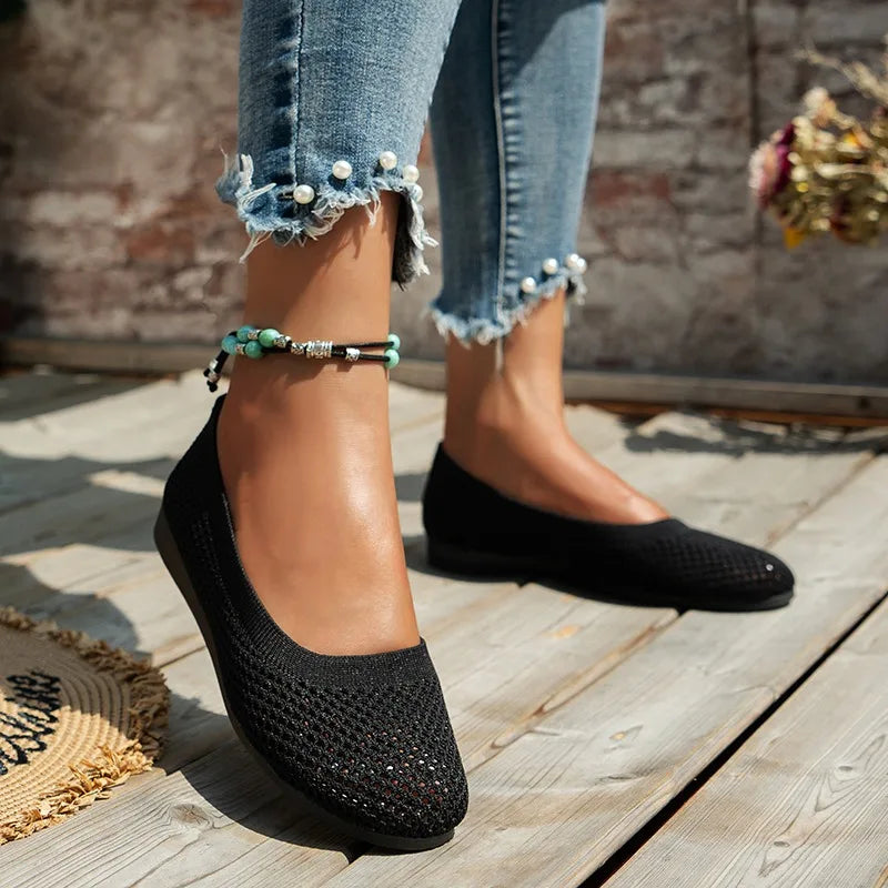 Flat Sole Single Shoe Spring/summer/autumn Mesh Fabric Shallow Mouth Soft Sole Breathable Loafers