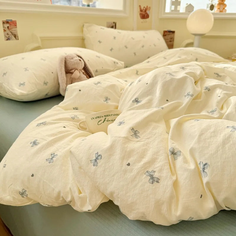 Wave Point Washed Cotton Bedding Set
